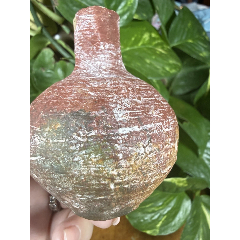 Handmade Studio Pottery Bud Vase Terracotta Red Clay Textured Rustic 3”